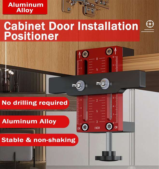 Red - Cabinet Door Mounting Jig Aluminum Alloy Installation Positioner Cabinet Hardware Jig For Fram