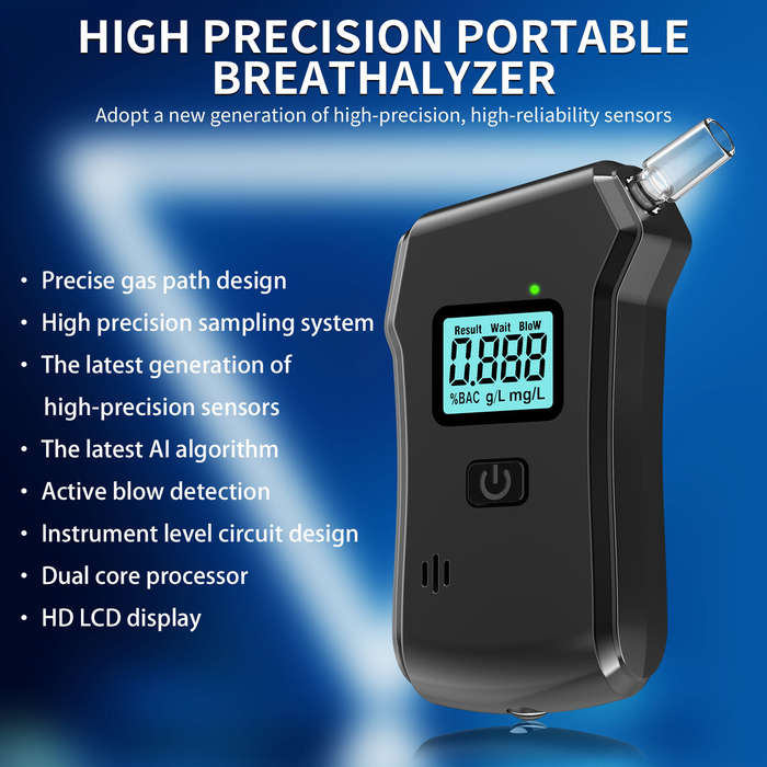 Black - Breathalyzer, Professional-Grade Accuracy Alcohol Tester with USB Rechargeable, Portable Bre
