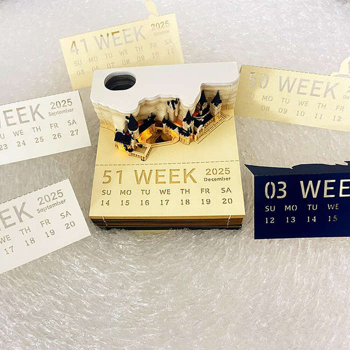 Beige - 2025 LED Light Memo Art Calendar Board Creative Timepiece Calendar Creative Gift 3D Stereo N