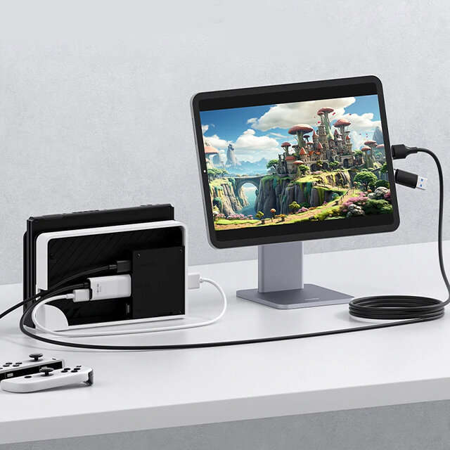 White - Hagibis UHC10 4K USB 3.0 Video Capture Card HD to USB-A/Type-C Capture Cable with PD100W Pow