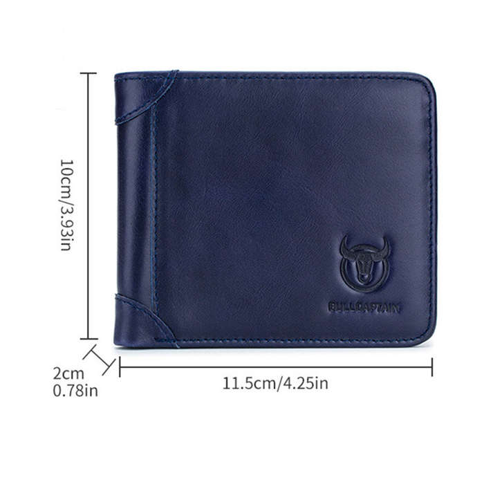 Coffee - BULLCAPTAIN Genuine Leather Trifold Wallet Mens Large Capacity Credit Card Holder with 14 C