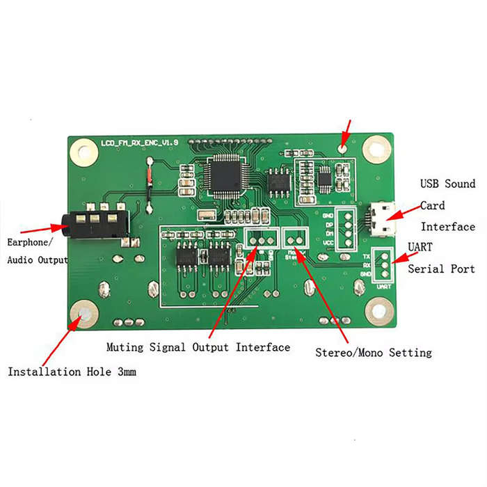 DSP PLL Digital Stereo FM Radio Receiver Module 87-108MHz with Serial Control Frequency Range 50Hz-1