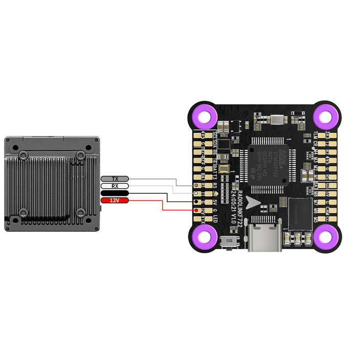 Black - Radiolink F722 F7 2-8 Axis Multi-rotor Aircraft Flight Controller with DJI 6 Pin Port for FP