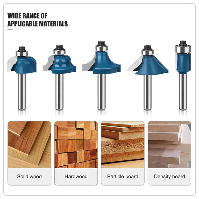 15PCS - 15PCS 1/4 Inch 6.35mm Shank Tungsten Carbide Wood Router Bits Set Chamfer Router Bit Milling