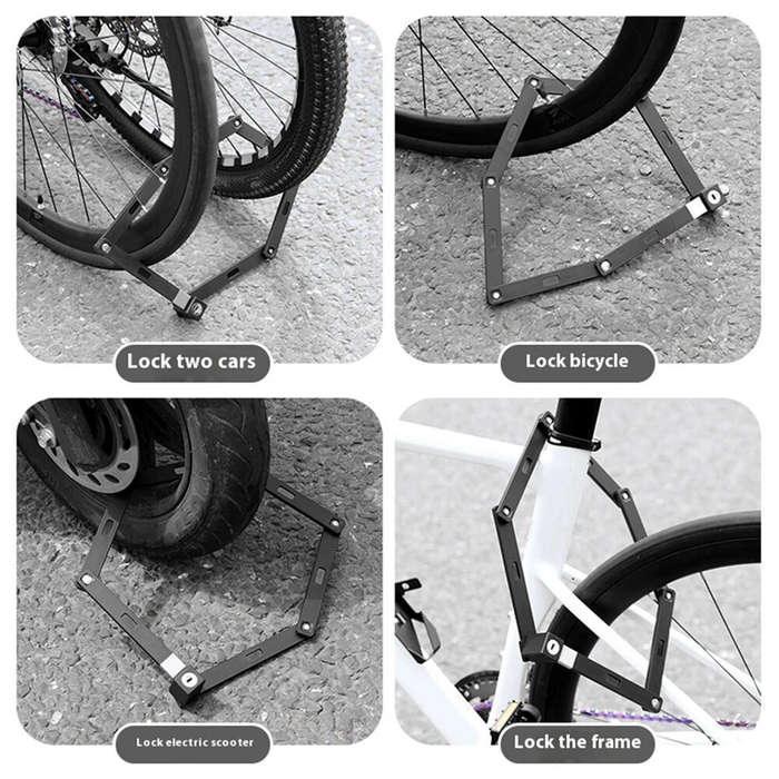 Black - BENGGUO Mini Portable Bicycle Folding Lock Safety Anti-theft Waterproof Alloy Lock for MTB M