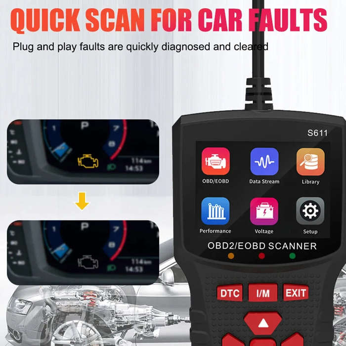 Professional Auto Engine System Diagnostic Tool OBD2 EOBD Car Scanner Automotive Battery Tester Clea