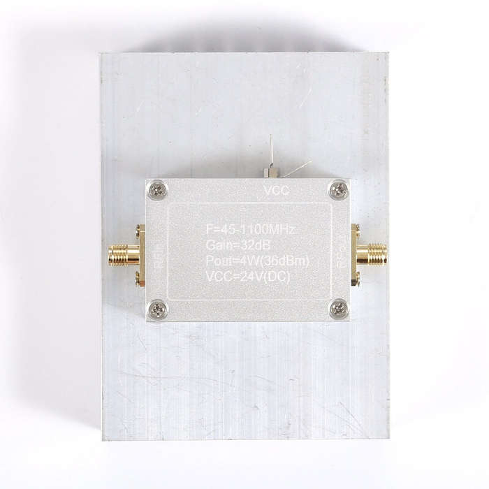 Silver - Wideband RF Power Amplifier 45-1100MHz High Gain 36dB 4W Output A-Class Amplifier Low Disto
