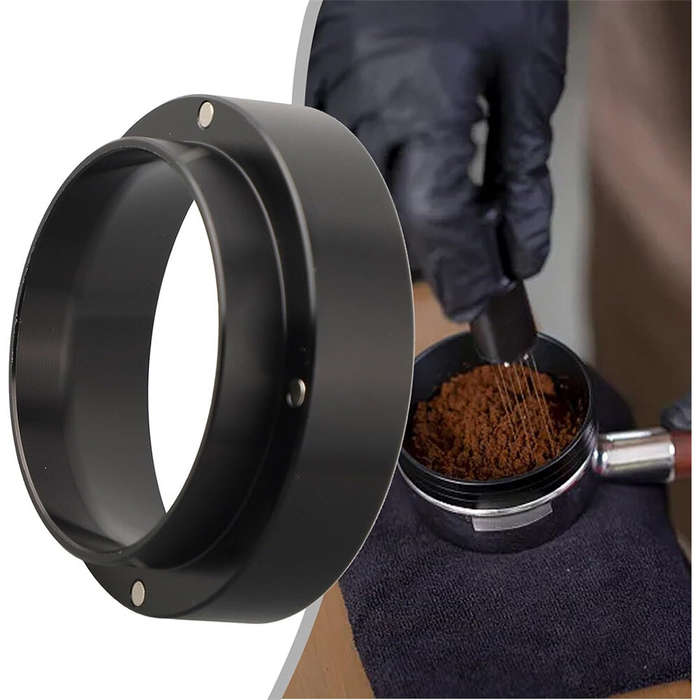 58mm - Universal Aluminum Coffee Dosing Ring for Espresso Machines 51/54/58MM Color Black Anti-Fly P