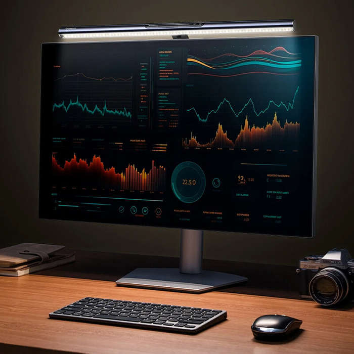 Black - Baseus Asymmetric Light Source Magnetic Monitor Light Bar Desk Lamp Stepless Touch Dimming U