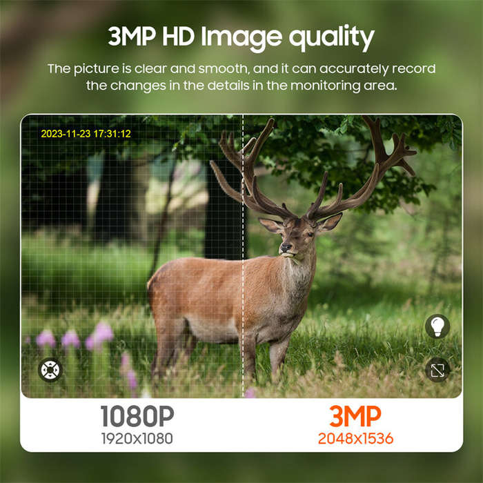 WIFI - 3MP Solar Powered Cameras WIFI Wireless Outdoors 360 View Animal Monitoring Camouflage PTZ Se