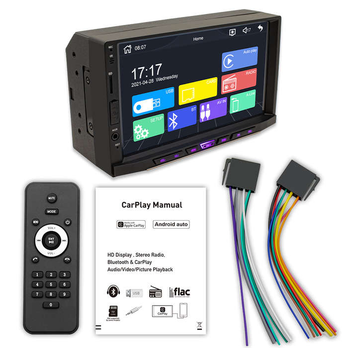 Wired Carplay - 7 Inch Car DVD Player Car Stereo Radio System MP5 Player Wireless/Wired Carplay with