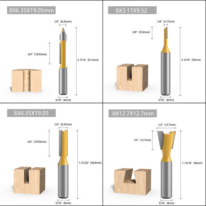 24Pcs - 24pcs 8mm Shank Router Bit Set Woodworking Tools with Wooden Storage Case Professional Quali