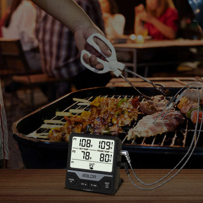 Black - BALDR Split Dual Probe Food Thermometer Large Screen Electronic Food Thermometer Intelligent
