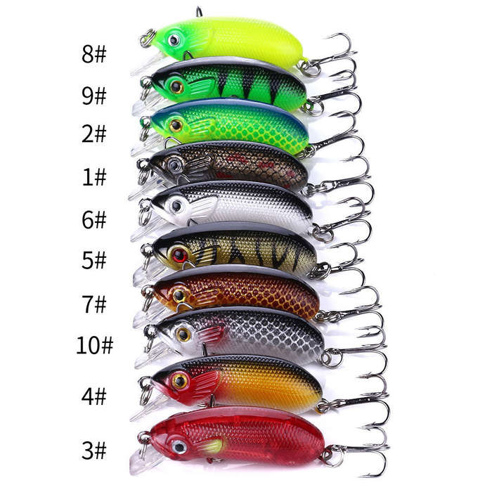 10pcs - ZANLURE 10PCS Slow Sinking Minnow Fishing Lures 7g Wobbler Crankbait Artificial Hard Bait fo