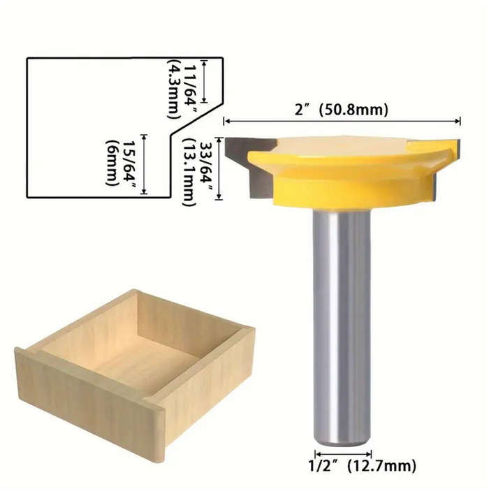 8mm - Drawer Tenon Router Bit Carbon Steel Tungsten Carbide Sharp Edged 1/2" and 8mm Shank Woodworki