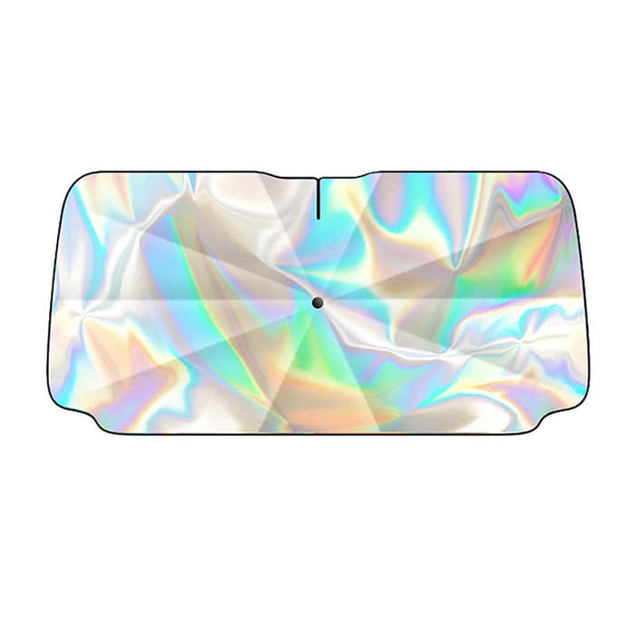 Black - Car Sunshade Laser Umbrella Windsreen Sun Visor Colorful UPF 200 Plus Foldable Front Windshi