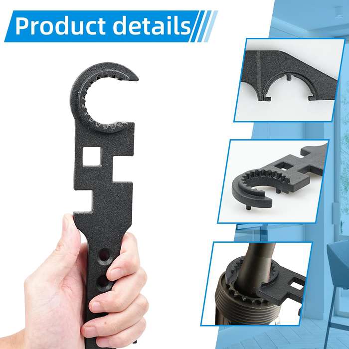 Black - Versatile Combination Wrench Multi-Function Spanner Premium Carbon Steel Construction Compac