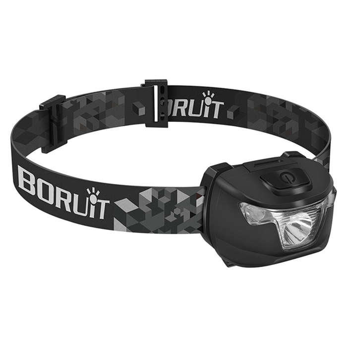 Black - BORUiT White Red Light LED Headlamp Use AAA Battery 4 Modes Super Bright Head Lamp Waterproo