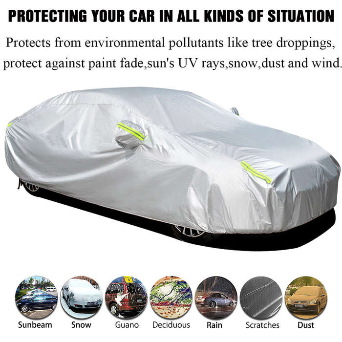 M - 190T Car Cover Indoor Outdoor Snow Sun UV Snow Dust Resistant Protection Universal