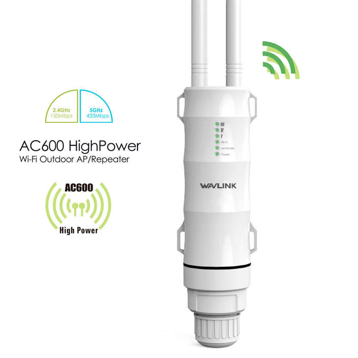 US Plug - Wavlink AC600 Wireless Waterproof 3-1 Repeater High Power Outdoor WIFI Router/Access Point