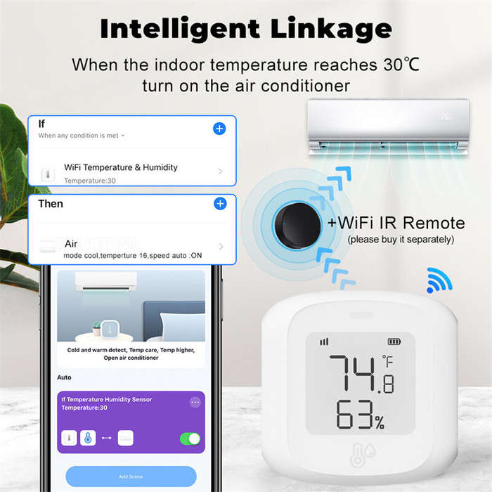 WIFI - Tuya Smart WiFi Zigbee3.0 Temperature Humidity Sensor Indoor Hygrometer Thermometer Detector