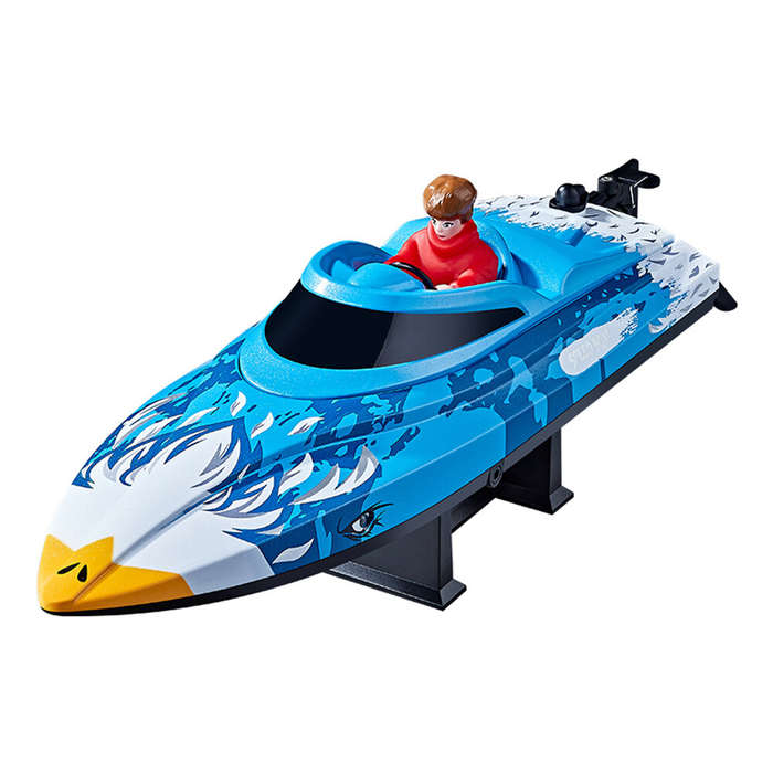 Blue - HXJRC HJ822 2.4G RC Boat Capsized Reset High Speed LED Light Speedboat Waterproof Electric Ra