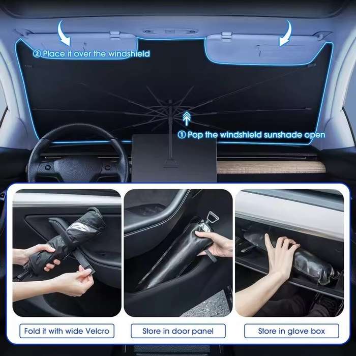 .A - Chameleon Foldable Car Front Windshield Sunshade Umbrella UV-Reflective Laser Car Sunshade Cove