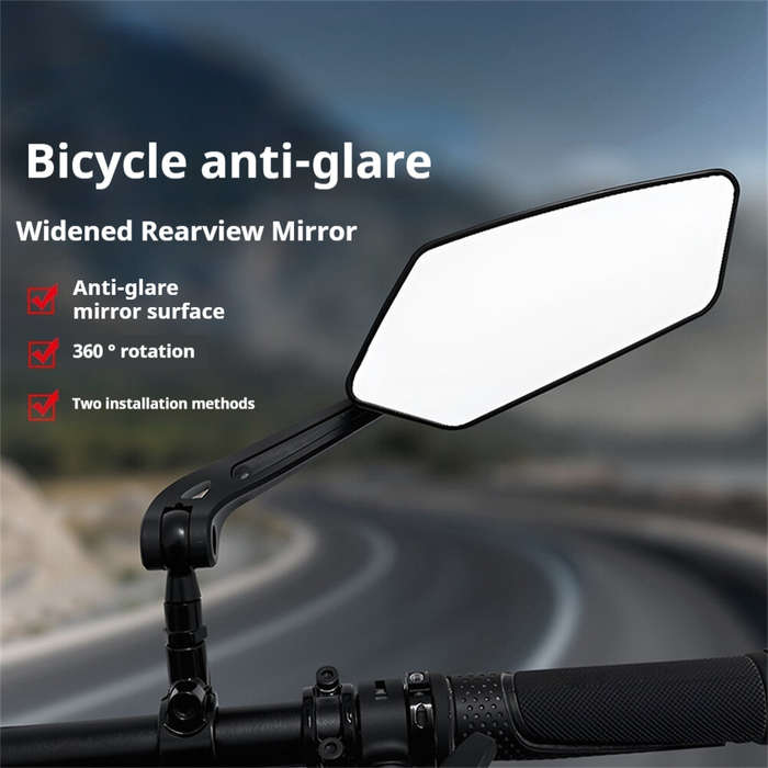 Black - BENGGUO 1 Pair Bicycle Rearview Mirror 360 Rotation Anti-glare HD Wide Range Bike Handlebar