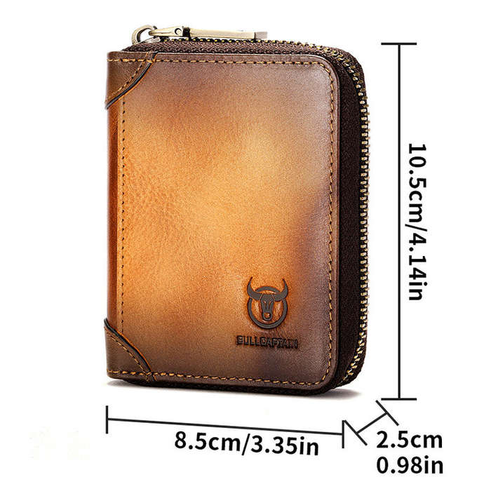 Black - BULLCAPTAIN Men's Genuine Leather Wallet 11 Card Slots Credit Card Holder Mens Casual Busine
