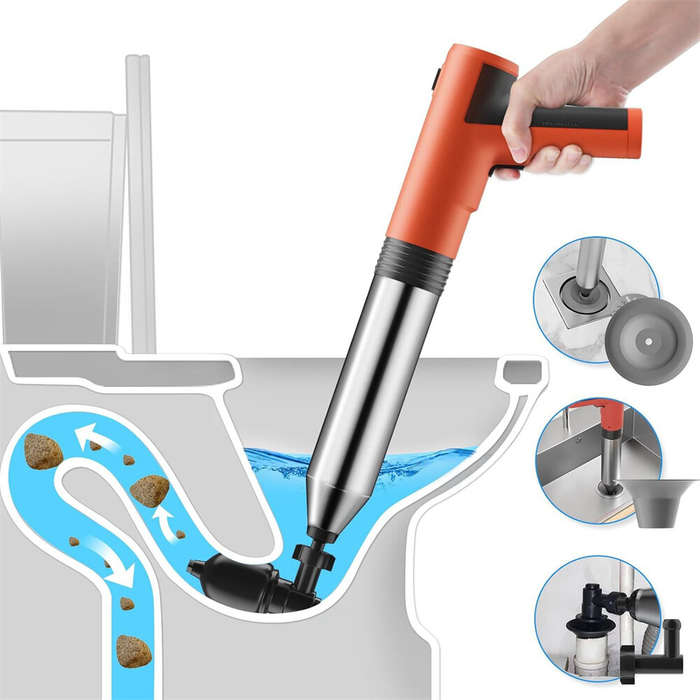 Red - High-Pressure Electric Toilet Plunger Lithium Battery-Powered Drain Unclogger for Bathroom Flo