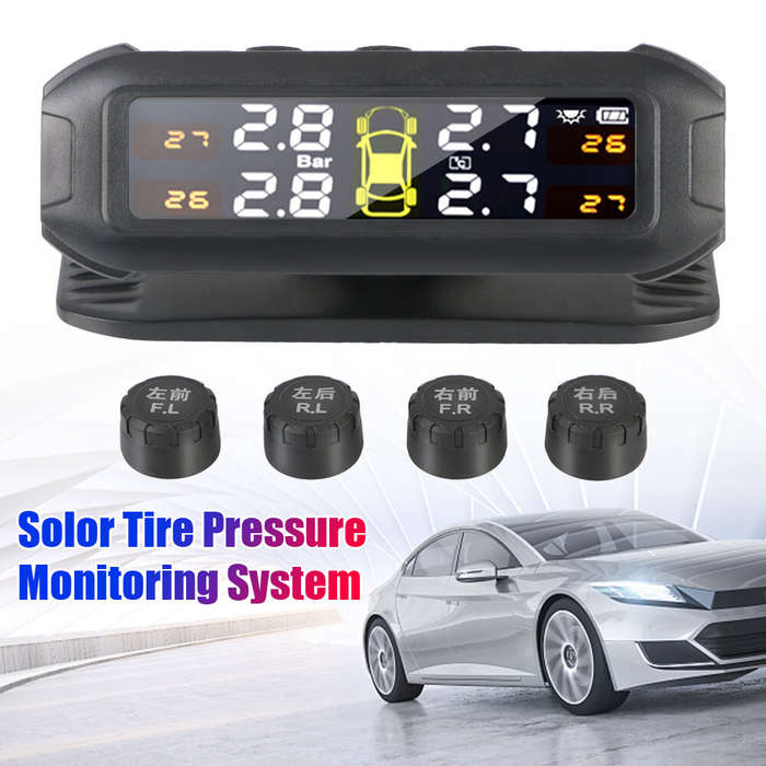 .A - Wireless Solar TPMS Car Tire Pressure Monitoring System Universal Smart Tire Monitor 4 External