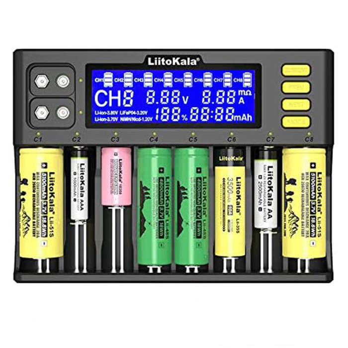 US - LiitoKala LII-S8 8 Slots LCD Display Battery Charger for Li-ion(IMR/ICR) LiFePO4 Ni-MH/Cd AA AA