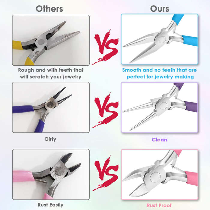3pcs - Jewelry Pliers Set Needle Nose Round Nose Wire Cutters High-Quality Steel Non-Slip Handles fo