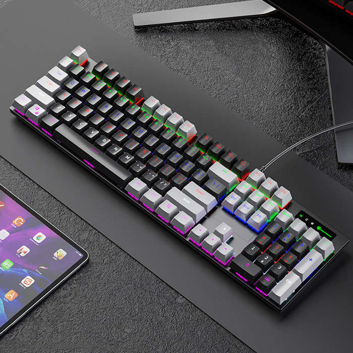 104 Keys Wired Mechanical Keyboard LED Backlit Blue Switch USB Wired Gaming Keyboard for Laptop Desk