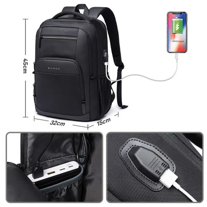 Blue - BANGE Backpack Men's Shoulder Bag 15.6 Laptop Computer Bag Casual Sports Travel Backpack Brea