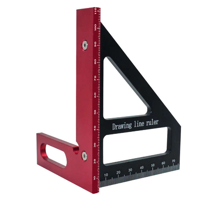 Black - Aluminum Alloy 3D Angle Measuring Ruler Square Protractor Woodworking Ruler 45/90 Degree Mea