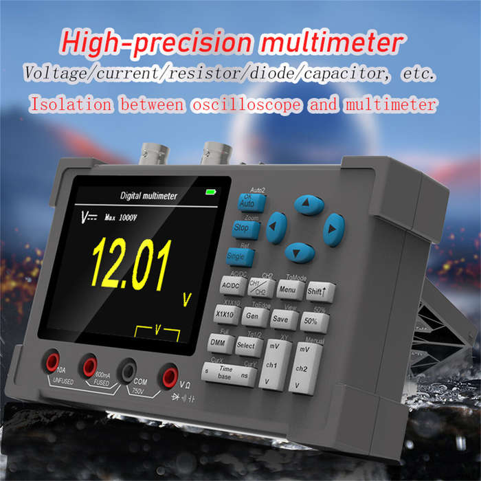 3 in1 Digital Oscilloscope Multimeter Signal Generator 120MHz IPS Display Dual Channel FFT Zoom Mode