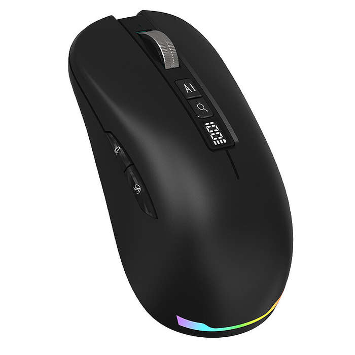 Black - M131 AI Smart Voice Mouse Dual Mode Wireless bluetooth Speech to Text Mice with LED Power Di
