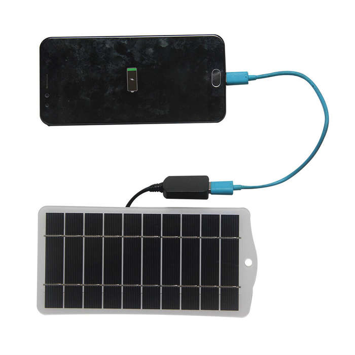 White - 2.5W 5V Solar Panel Charger High Efficiency Monocrystalline Silicon Waterproof USB Output Po