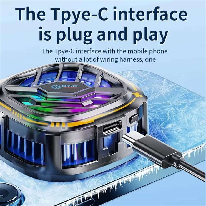 Black Gold - 2-in-1 Magnetic Mobile Radiator Cooling Fan for iPhone Tablet Galaxy Huawei Mobile Phon