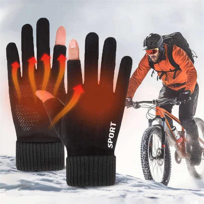 Black - TENGOO Touch Screen Electric Heated Gloves Windproof Hand Warmer USB Rechargeable Heating Th