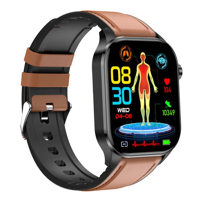 Red - ET580 2.04 inch AMOLED HD Screen Blood Composition Measurement ECG Electrocardiogram bluetooth