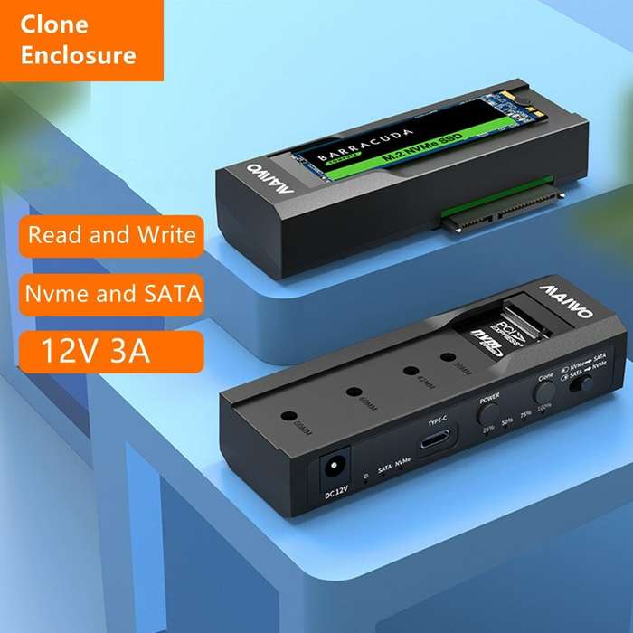 Black - MAIWO Dual Bay M.2 NVME Case and SATA HDD Docking Station Type C 3.1 Docking Station 2.5"/3.
