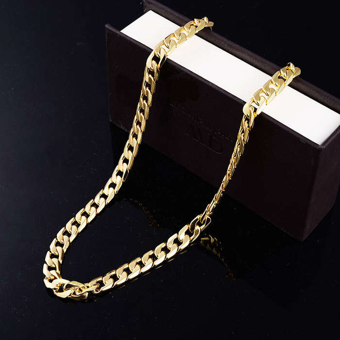 Silver - Fashion Men Women Neck Necklace Classic Chain Jewelry Male Trendy Chain Necklace HipHop Jew