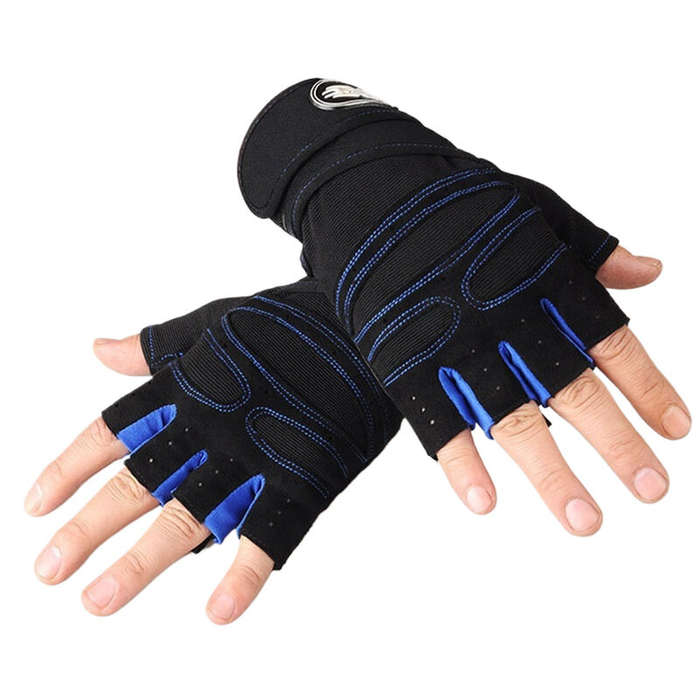 L - XANES Cycling Gloves Fitness Weight Lifting Wristband Half Finger Gloves Body Building Training