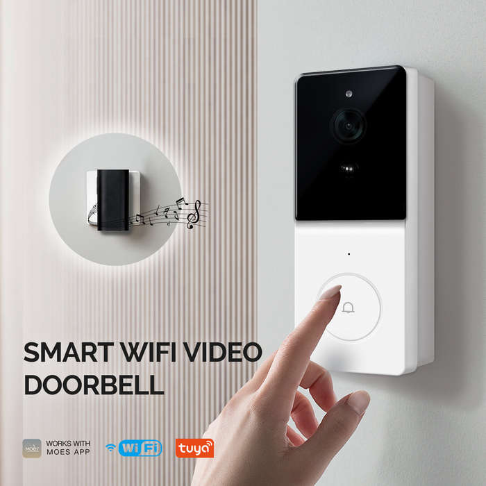 EU Plug - MoesHouse Tuya Smart WiFi Video Doorbell 1080P HD 140 Wide Angle Motion Detection 2-Way Au