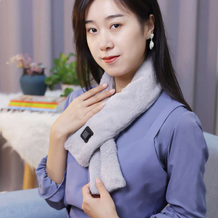 Black - TENGOO Outdoor Warm Electric Heating Scarf Intelligent Heating Scarf 3 Gear Heating USB Heat