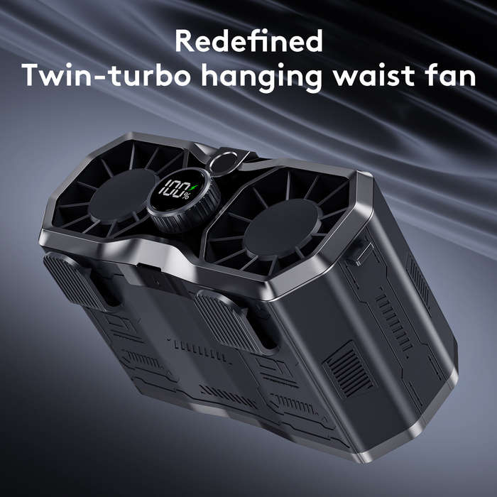 Black - Tevorex 10000mAh Portable Outdoor Waist Mounted Air Conditioning Fan Waist Hanging Fan Cooli