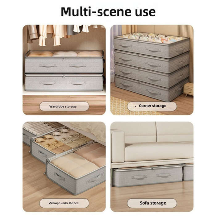 4 pcs - 4PCS Large Capacity Under Bed Storage Bags Containers Space Saving Clothes Blanket Organizer