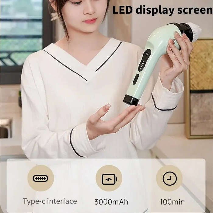 Green - 2000mAh Multifunctional Cordless Electric Cleaning Brush with 9 Brush Heads Electric Cleanin